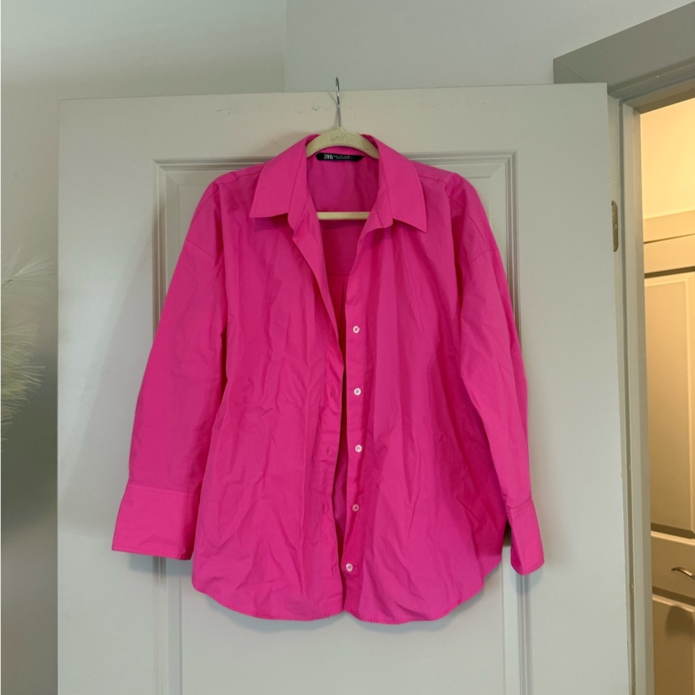 Pink Button-Up Shirt ZARA